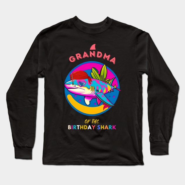 Grandma of the Shark Birthday Matching Family Long Sleeve T-Shirt by Adam4you